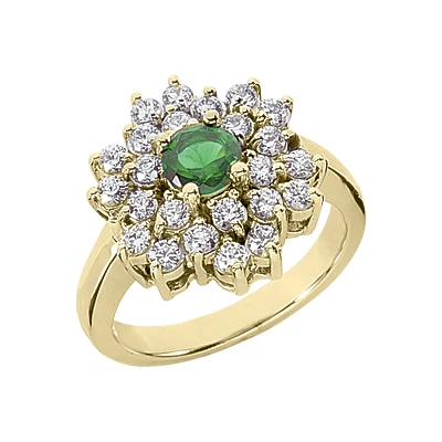 Designer Diamond And Emerald Ring 14K White Gold 0.72ctd 0.50cte 2 Designer Diamond And Emerald Ring 14K White Gold 0.72ctd 0.50cte - Image 2
