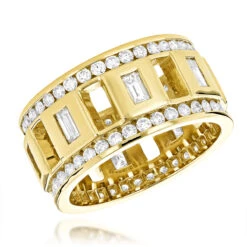 Unique Diamond Eternity Ring For Men & Women W Baguette & Round Diamonds