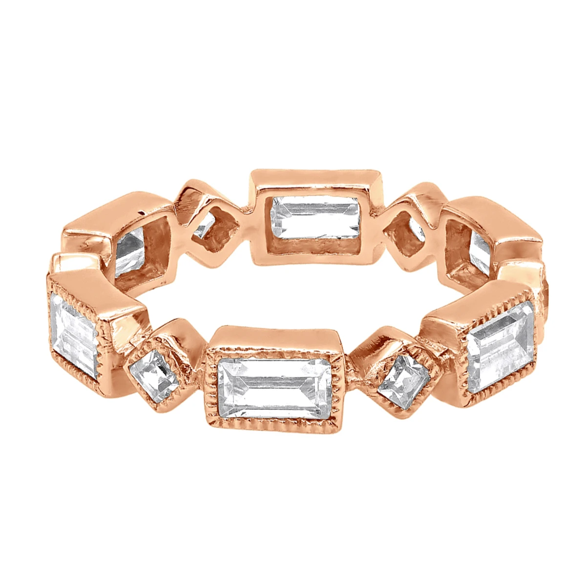 Thin 14K White Gold Princess Cut 3.50ct Diamond Eternity Baguette Band 6 Thin 14K White Gold Princess Cut 3.50ct Diamond Eternity Baguette Band - Image 6