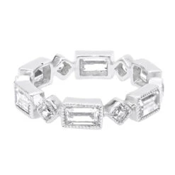 Thin 14K White Gold Princess Cut 3.50ct Diamond Eternity Baguette Band 11 Thin 14K White Gold Princess Cut 3.50ct Diamond Eternity Baguette Band -Luxurman designer diamond eternity rings princess cut baguette band 350ct 14k backwh