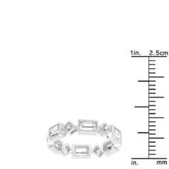 Thin 14K White Gold Princess Cut 3.50ct Diamond Eternity Baguette Band 15 Thin 14K White Gold Princess Cut 3.50ct Diamond Eternity Baguette Band -Luxurman designer diamond eternity rings princess cut baguette band 350ct 14k rulerwh