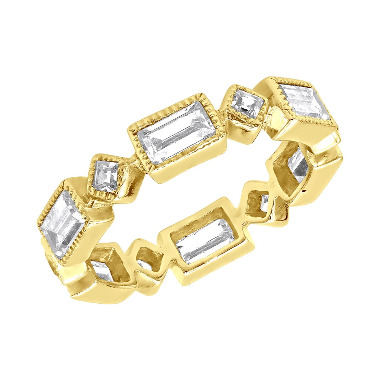 Thin 14K White Gold Princess Cut 3.50ct Diamond Eternity Baguette Band 2 Thin 14K White Gold Princess Cut 3.50ct Diamond Eternity Baguette Band - Image 2