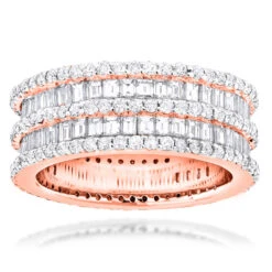 Designer 4.5 Carat Round Baguette Diamonds Eternity Band 14K White Gold -Luxurman designer diamond eternity rings round baguette band 680ct 14k ro