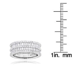 Designer 4.5 Carat Round Baguette Diamonds Eternity Band 14K White Gold -Luxurman designer diamond eternity rings round baguette band 680ct 14k rulerwh