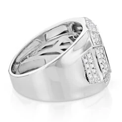 Designer Diamond 14K White Gold Ring For Men By Luxurman -Luxurman designer diamond rings for men by luxurman 14k white gold backwh