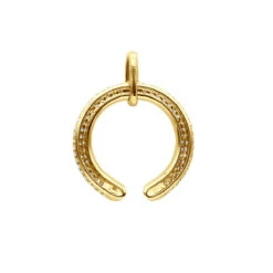 Designer Horseshoe Diamond Pendant Necklace For Women 14K Yellow Gold Good Luck Symbol 0.8ct -Luxurman designer horseshoe diamond pendant for women 14k gold good luck symbol 08ct 803213 backye