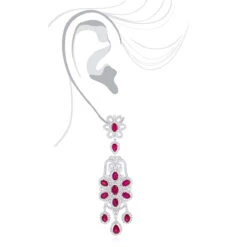 14K White Gold Designer Chandelier Ruby Diamond Earrings By Luxurman 10 14K White Gold Designer Chandelier Ruby Diamond Earrings By Luxurman -Luxurman designer jewelry chandelier ruby diamond earrings by luxurman 14k gold bodwh