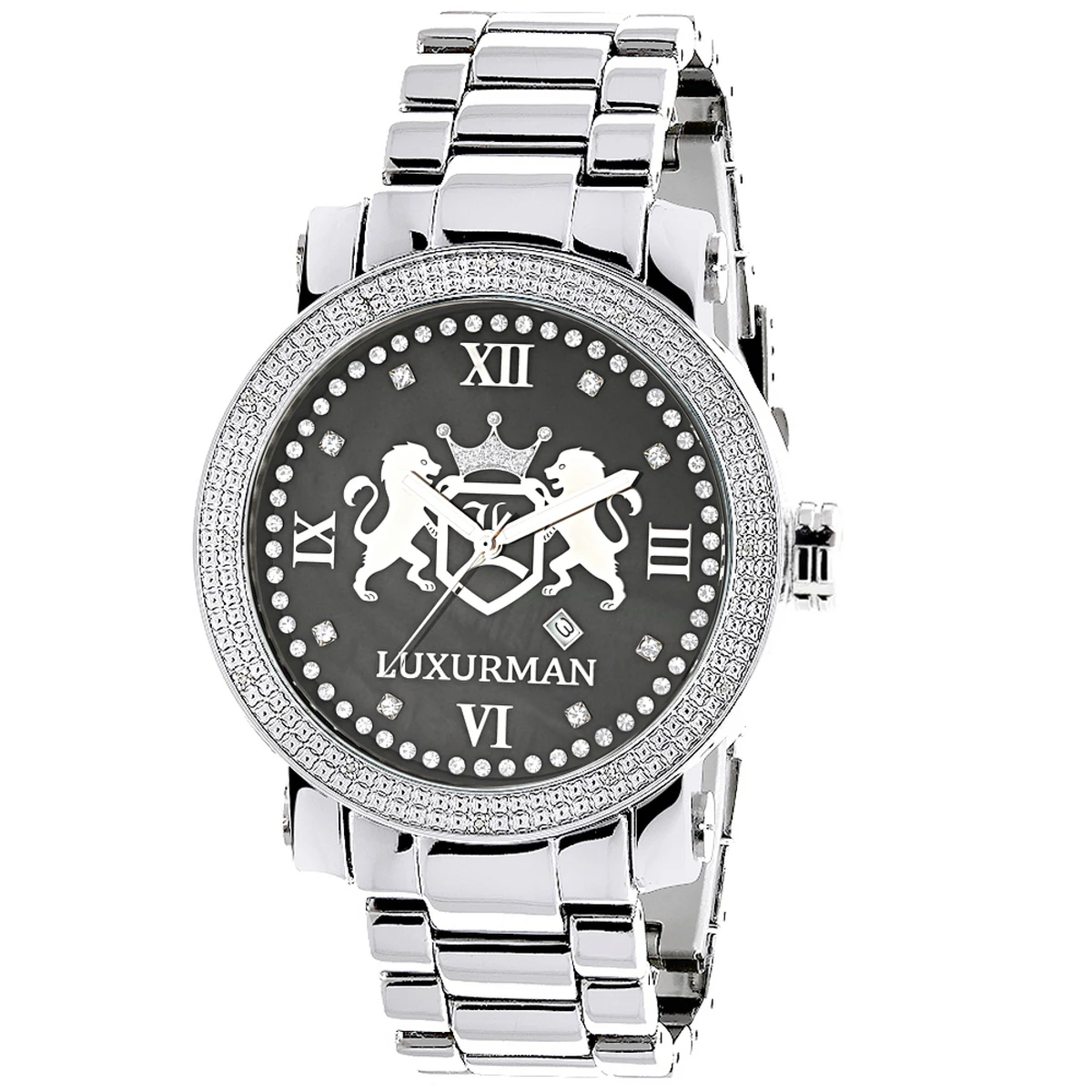 Designer Large Luxurman Phantom Real Diamond Watch For Men 0.12ct 1 Designer Large Luxurman Phantom Real Diamond Watch For Men 0.12ct