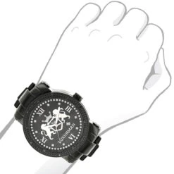 Large Designer Luxurman Phantom Black Diamond Watch For Men 0.12ct -Luxurman designer large watches luxurman phatom black diamond watch for men 012ct bod