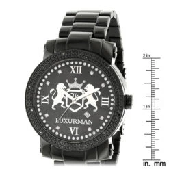 Large Designer Luxurman Phantom Black Diamond Watch For Men 0.12ct -Luxurman designer large watches luxurman phatom black diamond watch for men 012ct ruler