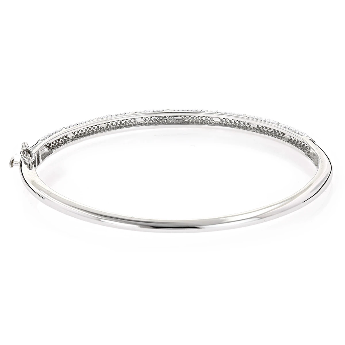 Designer Luxurman 14K White Gold Pave Diamond Bangle Bracelet For Women 1.25ct 4 Designer Luxurman 14K White Gold Pave Diamond Bangle Bracelet For Women 1.25ct - Image 4