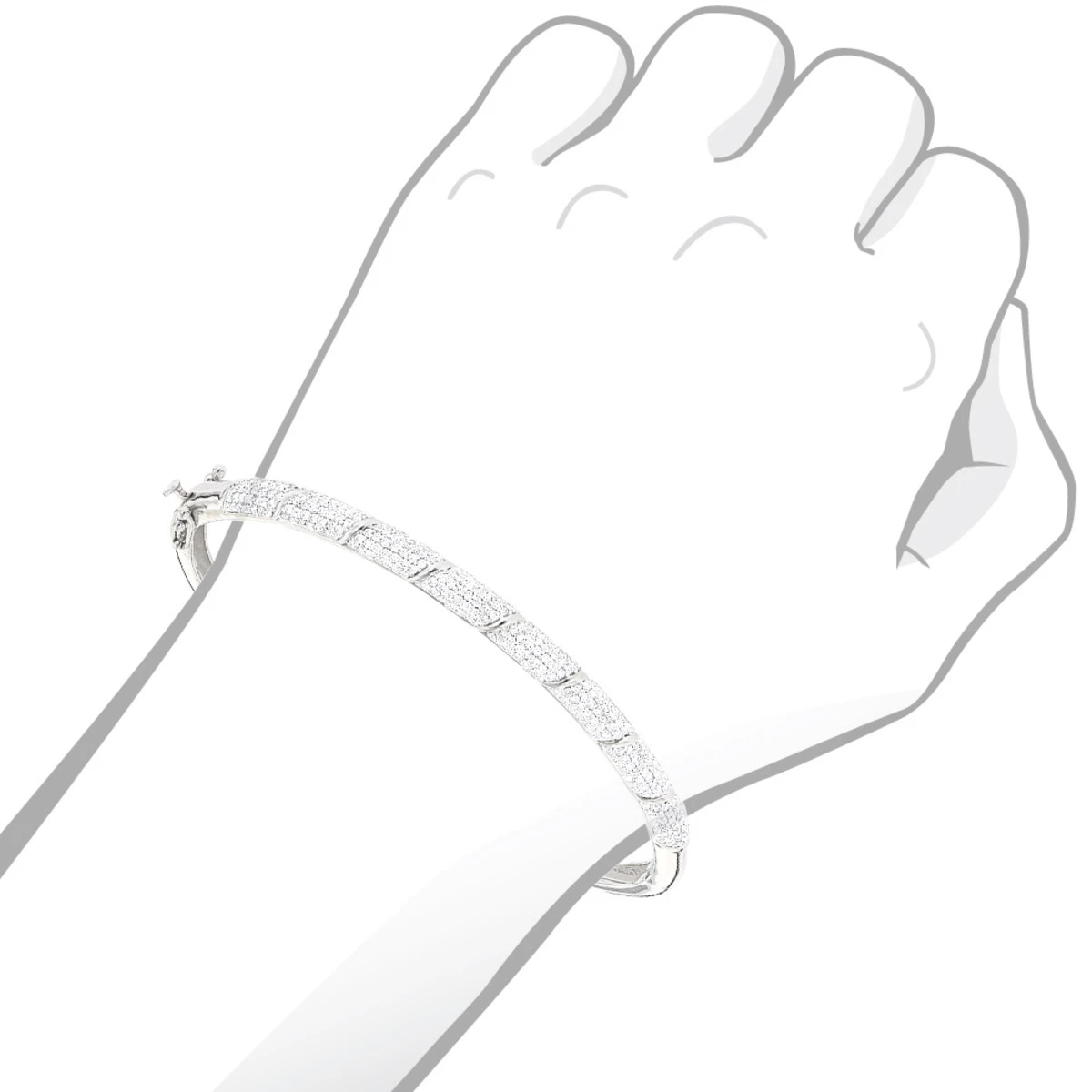 Designer Luxurman 14K White Gold Pave Diamond Bangle Bracelet For Women 1.25ct 5 Designer Luxurman 14K White Gold Pave Diamond Bangle Bracelet For Women 1.25ct - Image 5