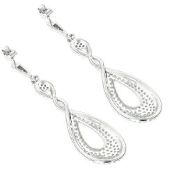 Designer Luxurman Diamond Drop Swirl Earrings For Women 3.5ct 14K White Gold -Luxurman designer luxurman diamond drop swirl earrings for women 35ct in 14k gold backwh