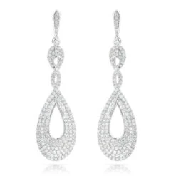 Designer Luxurman Diamond Drop Swirl Earrings For Women 3.5ct 14K White Gold