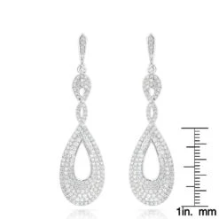 Designer Luxurman Diamond Drop Swirl Earrings For Women 3.5ct 14K White Gold -Luxurman designer luxurman diamond drop swirl earrings for women 35ct in 14k gold rulerwh