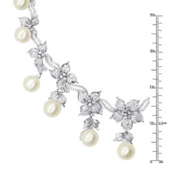 Designer South Sea Pearl And Diamond Necklace Flower Design 18K White Gold -Luxurman designer south sea pearl and diamond necklace flower design 18k gold rulerwh