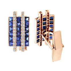 Diamond And Sapphire Cufflinks For Men 14K White Gold Unique Gift 4.5ct -Luxurman diamond and sapphire cufflinks for men in solid 14k gold unique gift 45ct 000971 ro