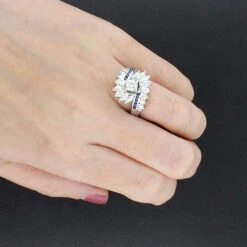 Unique 2ct Diamond And Sapphire 14K White Gold Engagement Ring 5 Unique 2ct Diamond And Sapphire 14K White Gold Engagement Ring -Luxurman diamond and sapphire engagement rings 14k gold ring 192ct p 46553bod