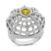 Diamond And Yellow Sapphire Cocktail Ring 14K White Gold 0.76ctd 1.00cts