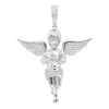 Diamond Baby Angel Pendant For Men 10K White Gold By Luxurman 0.5ct
