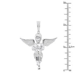 Diamond Baby Angel Pendant For Men 10K White Gold By Luxurman 0.5ct -Luxurman diamond baby angel pendant for men in solid 10k gold by luxurman 05ct rulerwh