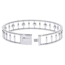 Diamond Bangle Bracelet For Women 14K Yellow Gold Flower Design 1.2Ct -Luxurman diamond bangle bracelet for women in 14k gold flower design 12ct 018337 back white