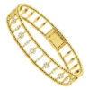 Diamond Bangle Bracelet For Women 14K Yellow Gold Flower Design 1.2Ct