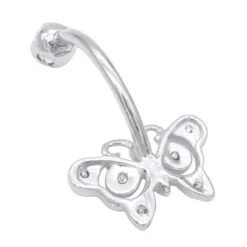 14K Rose Gold Real Diamond Butterfly Belly Ring -Luxurman diamond body jewelry 14k diamond butterfly belly ring p 6916 backwh