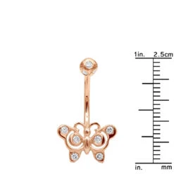 14K Rose Gold Real Diamond Butterfly Belly Ring -Luxurman diamond body jewelry 14k diamond butterfly belly ring p 6916 rulerro