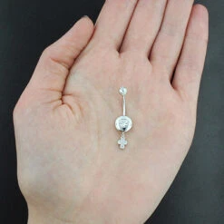 Diamond 14K White Gold Flower Belly Button Ring 0.72ct 5 Diamond 14K White Gold Flower Belly Button Ring 0.72ct -Luxurman diamond body jewelry flower belly button ring 072ct 14k gold p 47759bod