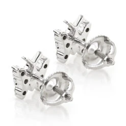 Ladies Diamond Butterfly Earrings Studs 1/2ct 14K White Gold -Luxurman diamond butterfly earrings 048ct 14k p 44628 backwh