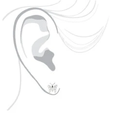 Ladies Diamond Butterfly Earrings Studs 1/2ct 14K White Gold -Luxurman diamond butterfly earrings 048ct 14k p 44628 bodwh