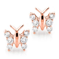 Ladies Diamond Butterfly Earrings Studs 1/2ct 14K White Gold -Luxurman diamond butterfly earrings 048ct 14k p 44628 ro