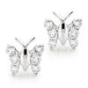 Ladies Diamond Butterfly Earrings Studs 1/2ct 14K White Gold
