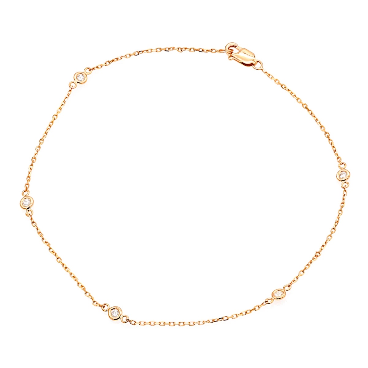 Diamond By The Yard Solid 14K Gold Anklet Bracelet With Diamonds By Luxurman 3 Diamond By The Yard Solid 14K Gold Anklet Bracelet With Diamonds By Luxurman - Image 3