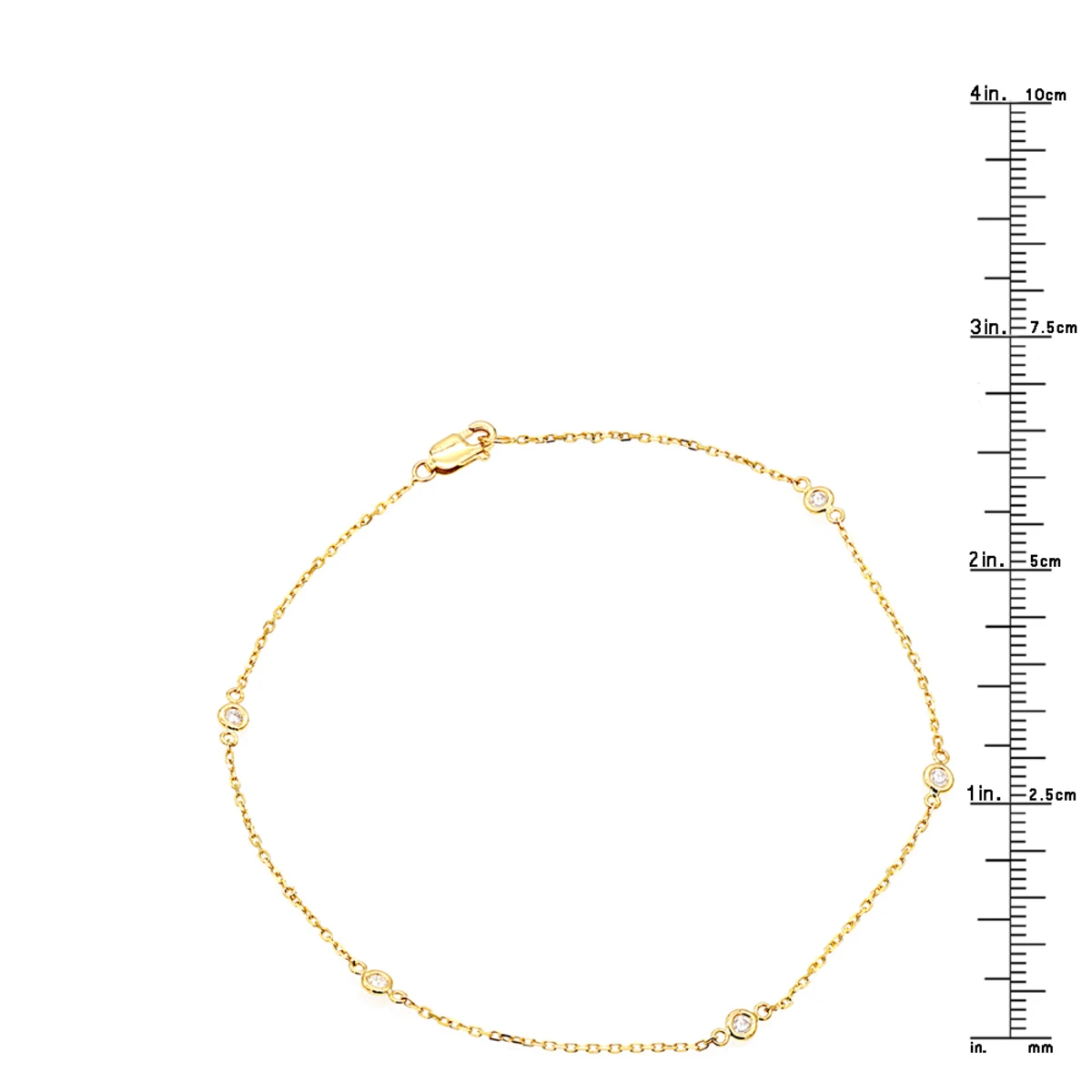 Diamond By The Yard Solid 14K Gold Anklet Bracelet With Diamonds By Luxurman 5 Diamond By The Yard Solid 14K Gold Anklet Bracelet With Diamonds By Luxurman - Image 5