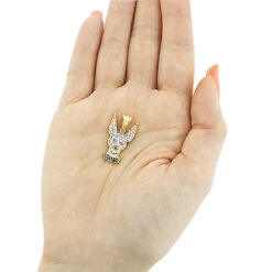 14K Yellow Gold Diamond Dog Pendant Chihuahua Pet -Luxurman diamond chihuahua pendant in 14k dog jewelry for people 4