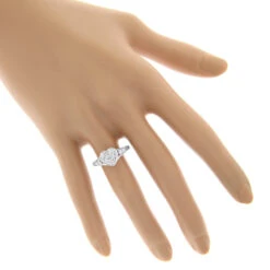 Heart Shaped Diamod Engagement Ring 14K White Gold 1 Carat Cluster Diamonds -Luxurman diamond cluster heart engagement ring in 14k gold 1ct g h vs si diamonds bodwh