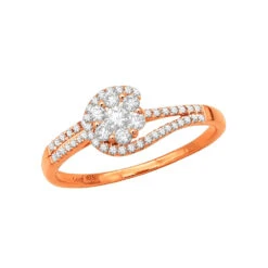 Affordable Engagement Rings 14K Gold Ladies Diamond Cluster Ring 0.61ct -Luxurman diamond cluster rings 14k ladies diamond ring 061ct p 40453 ro