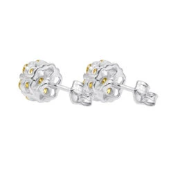 Diamond Clusters 14K Yellow Gold Yellow Diamond Stud Earrings 1ct -Luxurman diamond clusters 14k yellow diamond stud earrings 1ct p 6805 backwh