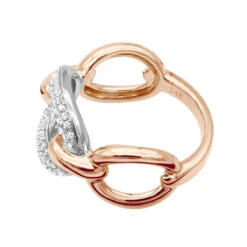 Luxurman 14K Yellow Gold Cuban Link Chain Design Ladies Diamond Cocktail Ring 0.6ct -Luxurman diamond cocktail ring for women in 14k gold cuban link chain design 06ct 803214 backro 20211214