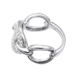 Luxurman 14K Yellow Gold Cuban Link Chain Design Ladies Diamond Cocktail Ring 0.6ct -Luxurman diamond cocktail ring for women in 14k gold cuban link chain design 06ct 803214 backwh 20211214