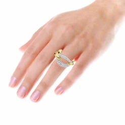 Luxurman 14K Yellow Gold Cuban Link Chain Design Ladies Diamond Cocktail Ring 0.6ct -Luxurman diamond cocktail ring for women in 14k gold cuban link chain design 06ct 803214 bodye 20211214