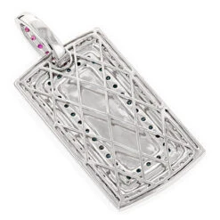 Diamond Dog Tag Military Pendant With Rubies & Diamonds 1.25ct 14K White Gold -Luxurman diamond dog tag military pendant with diamonds 125ct 14k backwh