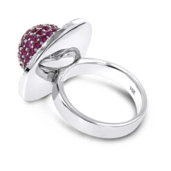 14K White Gold Diamond & Pink Sapphire Cocktail Ring For Women 3.25 -Luxurman diamond fashion rings pink sapphire cocktail ring 325 p 6814 backwh