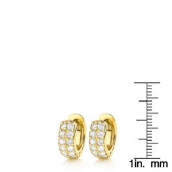Diamond Hoop Earrings 14K Yellow Gold 1 Carat Diamond Huggie Earrings -Luxurman diamond hoop earrings 14k diamond huggie earrings 94ct p 6266 rulerye