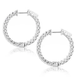 1in Diamond Hoops 14K White Gold Inside Out Diamond Hoop Earrings For Women 2.2ct 8 1in Diamond Hoops 14K White Gold Inside Out Diamond Hoop Earrings For Women 2.2ct -Luxurman diamond hoops 14k diamond hoop earrings inside out 264 p 10 backwh