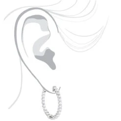 1in Diamond Hoops 14K White Gold Inside Out Diamond Hoop Earrings For Women 2.2ct 9 1in Diamond Hoops 14K White Gold Inside Out Diamond Hoop Earrings For Women 2.2ct -Luxurman diamond hoops 14k diamond hoop earrings inside out 264 p 10 bodwh