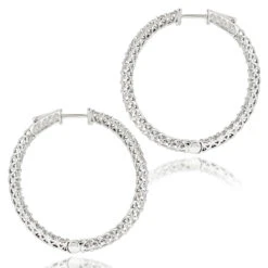 Diamond Hoops 14K White Gold Diamond Hoop Earrings Inside Out 3.5ct 9 Diamond Hoops 14K White Gold Diamond Hoop Earrings Inside Out 3.5ct -Luxurman diamond hoops 14k diamond hoop earrings inside out 444 p 7044 backwh