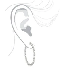 Diamond Hoops 14K White Gold Diamond Hoop Earrings Inside Out 3.5ct 10 Diamond Hoops 14K White Gold Diamond Hoop Earrings Inside Out 3.5ct -Luxurman diamond hoops 14k diamond hoop earrings inside out 444 p 7044 bodwh